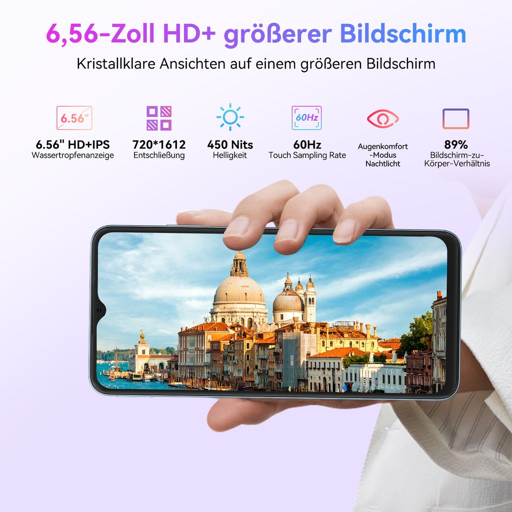 Blackview Wave 8 4G Smartphone - 12GB+128GB, 6,56" HD+ Display, 5000 MAh, Android 14, Lila