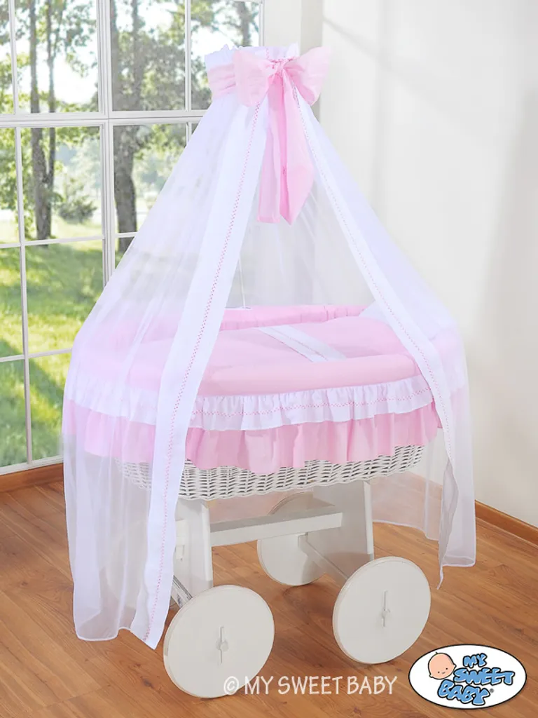 Panier Moses avec Baldaquin Rose pour Premier Lit de Bébé - Modèle Deluxe - 2