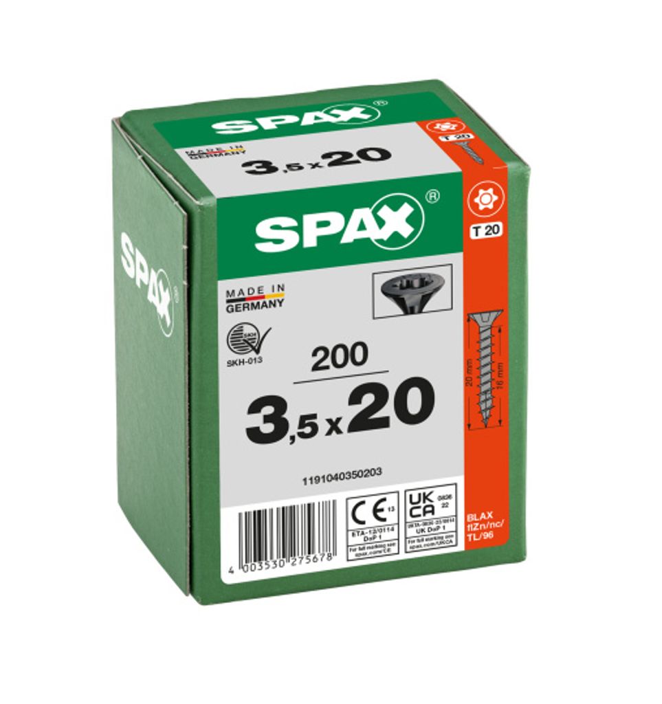 SPAX SeKo T-STAR+ 3,5 x 20 Schwarz verzinkt HP, Produktbild 10