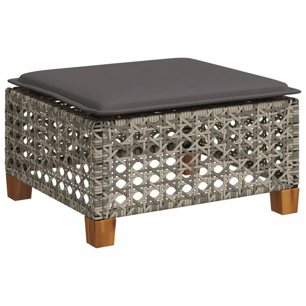 Sgabello Garden Lounge Grigio in Poly Rattan - Comfort e Stile