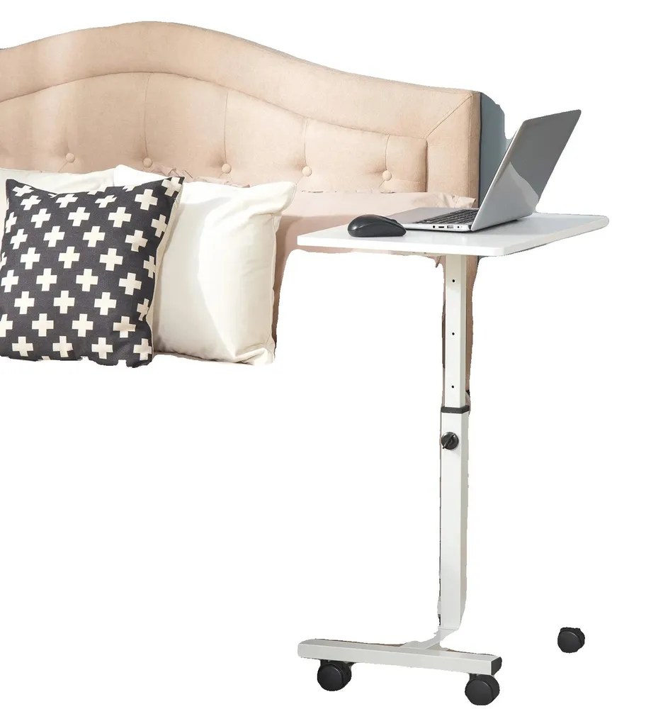 Table d'appoint multifonction bois et métal hauteur ajustable à freins