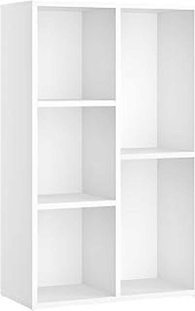 VASAGLE Bücherschrank, Bücherregal, mit 5 Fächern, Büroregal, Würfelregal, Standregal, für Wohnzimmer, Schlafzimmer, Büro, Kinderzimmer, wei...