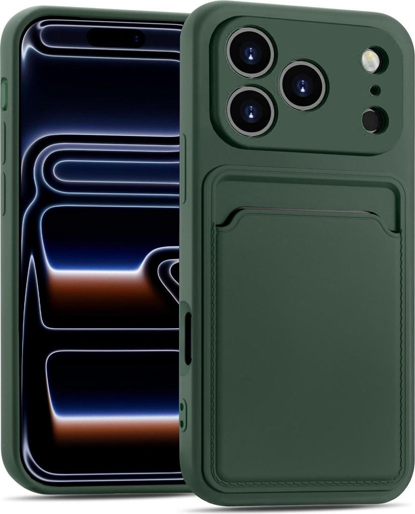 Handyhülle für iPhone 17 Pro Max Hülle Silikon Case Schutzhülle mit Kartenfach Slim Cover, Grün