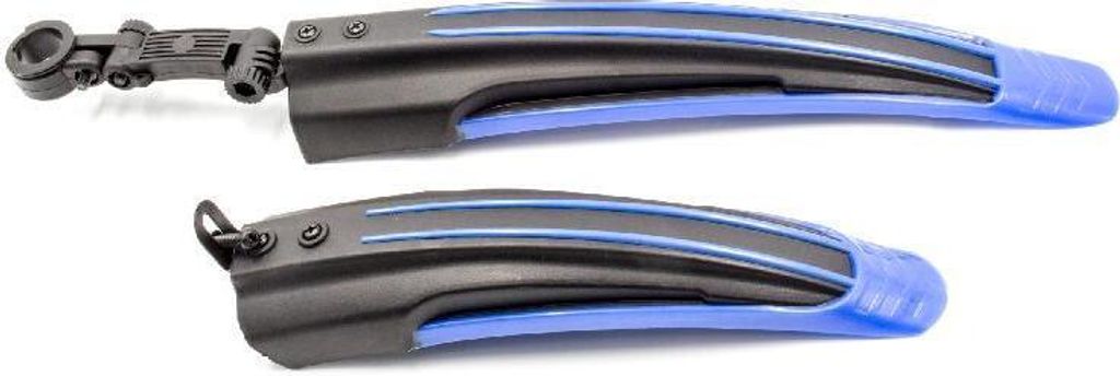 vhbw Fahrrad Schutzblech Set für Vorderrad, Hinterrad zur Montage an alle Mountainbikes mit 24" / 26" Reifen - schwarz / blau Kunststoff