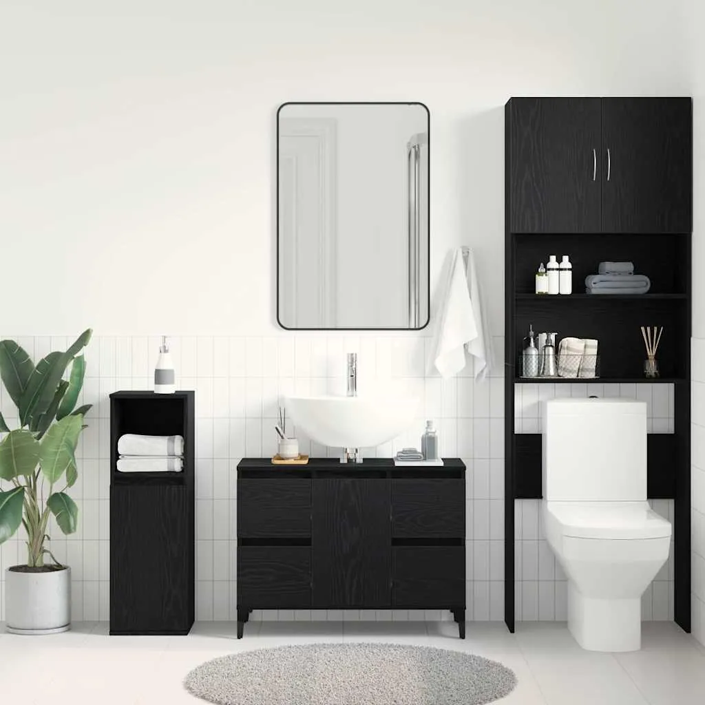 Mobile Sotto Cassetto VidaxL 80x46x81,5 Cm – Armadietto Da Cucina E Bagno In Legno In壓nerito Nero, Con Cassetto E Ripiani, Montaggio A Parete
