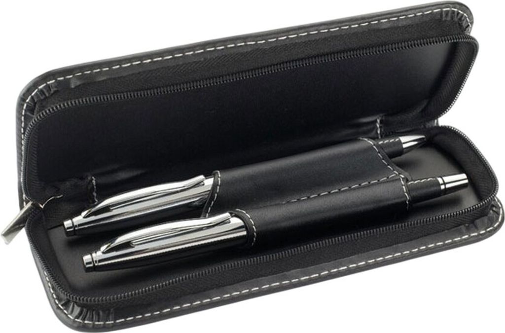 MidOcean - Kugelschreiber-Set "Baltimore", Leder MO1098 (Einheitsgröße) (Schwarz)