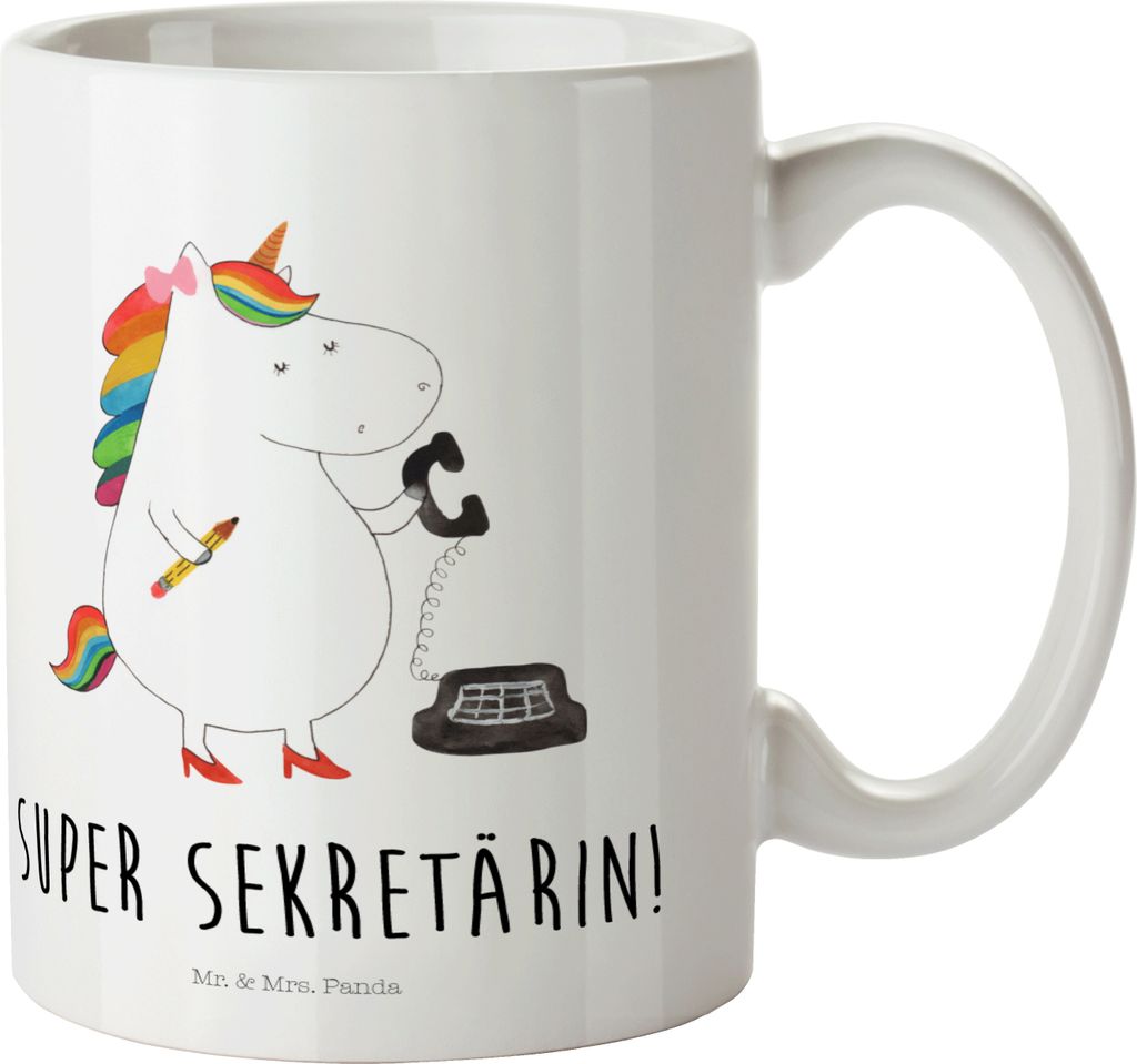 Mr. & Mrs. Panda Plastikbecher Einhorn Sekretärin - Weiß - Geschenk, Einhörner, Unicorn, Mehrwegbecher, Büro, Steuerkanzlei, Trinklernbecher, K...