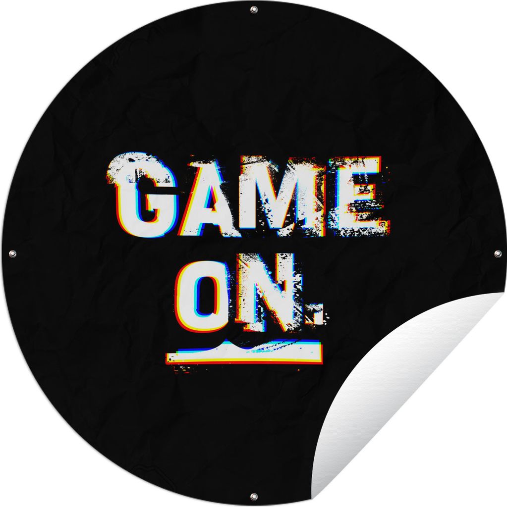 MuchoWow Gartenposter Outdoor-Poster Rund Spiele - Sprichwörter - Schwarz - Weiß Ø 120 cm Gartendeko Rundes Poster draußen