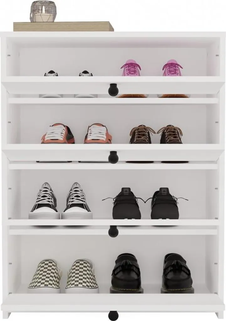 Meuble chaussures ZAYAN blanc 2 portes battantes - Rangement gain place - 16