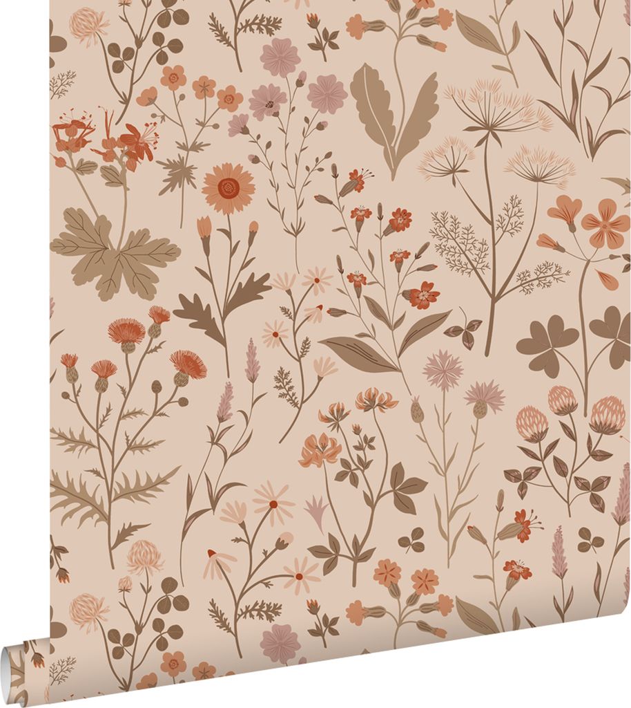ESTAhome Tapete Feldblumen Terrakottarosa 53 cm x 10.05 m