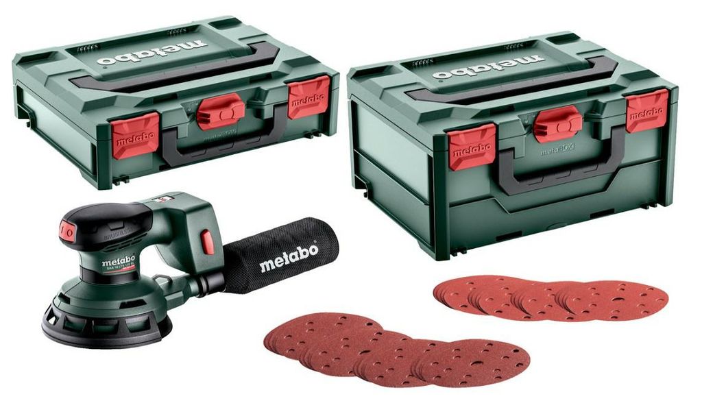 Metabo Set SXA18LTX125 BL Akku-Exzenterschleifer 18V metaBOX 215 mit Zubehör