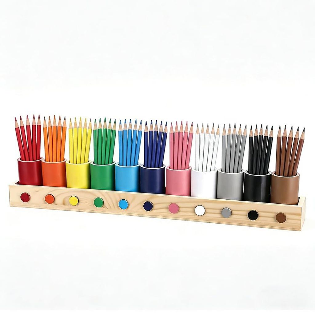 Stiftehalter aus Massivholz mit 11 Fächern, Schreibtisch-Organizer für Bleistifte, Buntstifte und Pinsel.