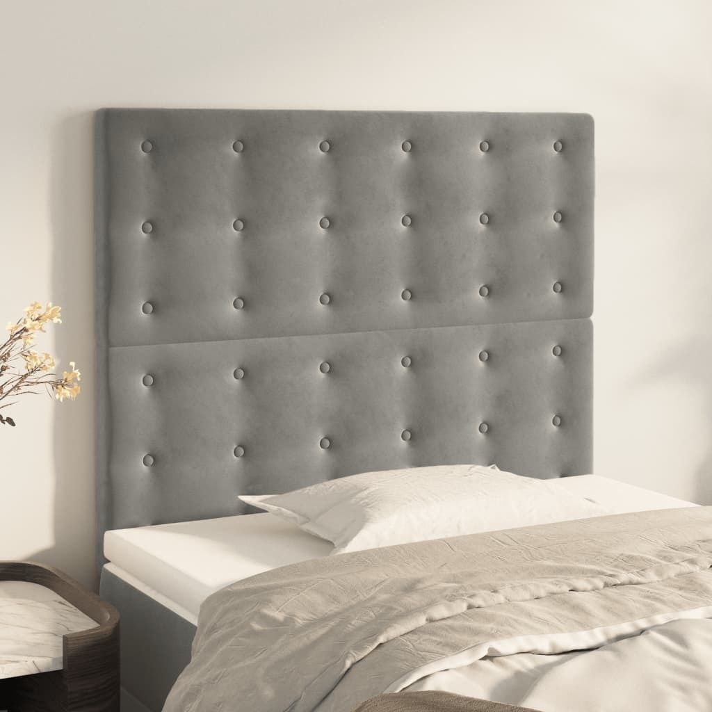 The Living Store Kopfteile 2 Stk. Hellgrau 90x5x78/88 cm Samt