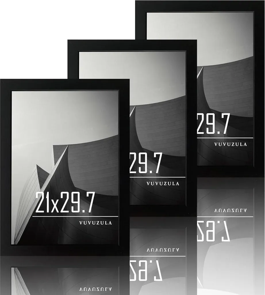 Cornice nera A4 21x30cm cornice per foto in legno MDF set di cornici 3-pack