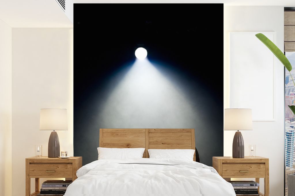 MuchoWow Fototapete für Wohnzimmer oder Schlafzimmer Wandtapete Vinyl Motivtapete Basketball im Rampenlicht - 205x280 cm - Wandbild