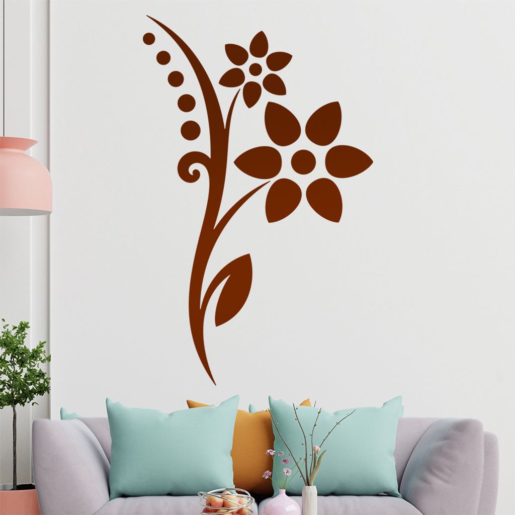 Blume - Punkte Linien Wandtattoo in 6 Größen - Wandaufkleber Wall Sticker - Dekoration, Küche, Wohnzimmer, Schlafzimmer, Badezimmer