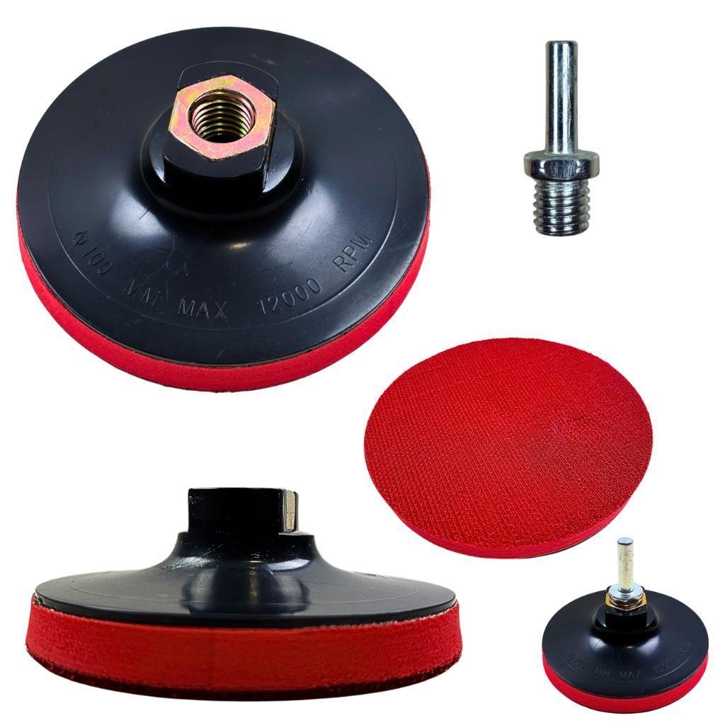 Schleifteller 100mm M14 Klett + Adapter für Winkelschleifer & Bohrmaschine Pad