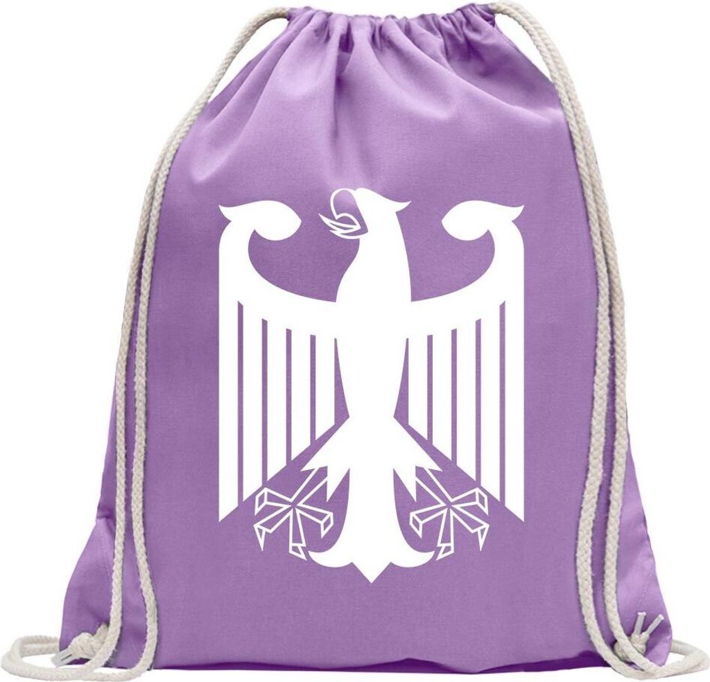 Kiwistar - Turnbeutel - lavendel - Bundeswappen Deutschland ohne Rahmen - Fun Rucksack Sport Beutel Gymsack Baumwolle mit Ziehgurt