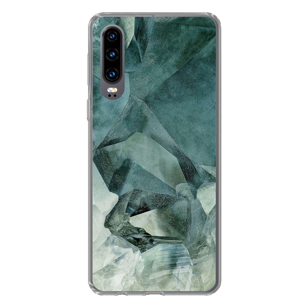 MuchoWow Handyhülle Schutzhülle Hülle für Huawei P30 Mineralien - Kristalle - Naturstein Silikon Softcase Handy Hülle - Kartenbesitzer