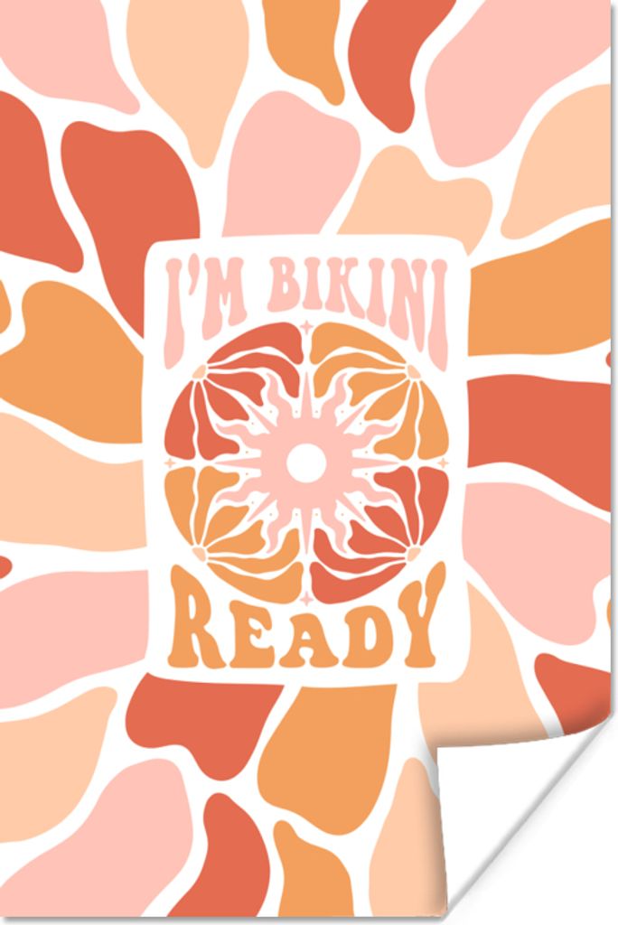 MuchoWow Poster Zitat - Ich bin bereit für den Bikini - Rot - Orange 80x120 cm - Papierdruck