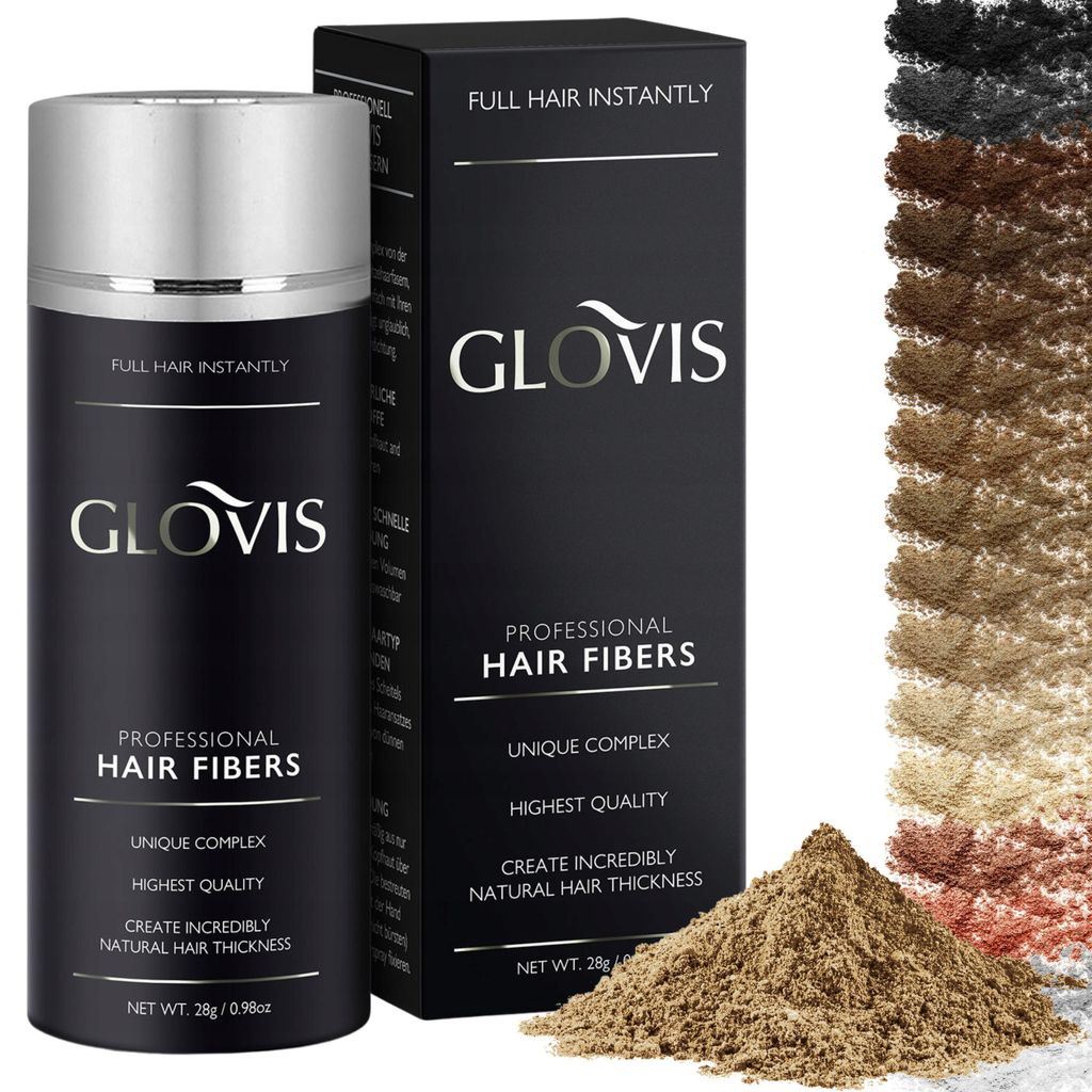 GLOVIS Hair Fibers 28g Haarverdichtung mit Sofortwirkung Haarfüller Schütthaar Streuhaar Haarpuder Haarfasern - Farbe MITTELBLOND