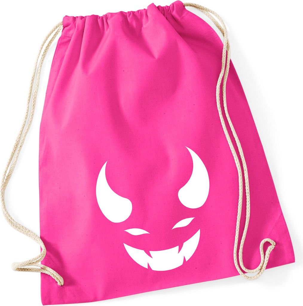 Huuraa Turnbeutel Teufel Devil 12 Liter Fuchsia Baumwolle Rucksack Geschenkidee