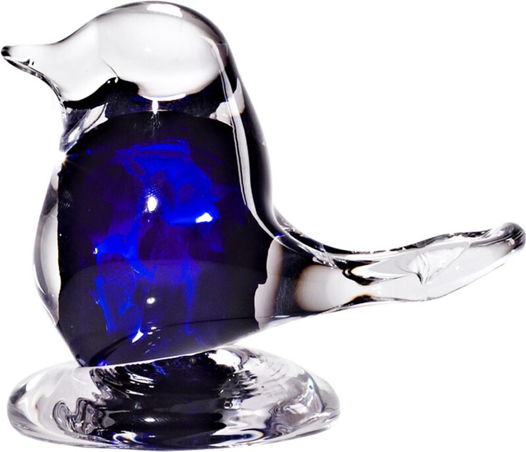 Glasfigur Spatz (8cm), blau