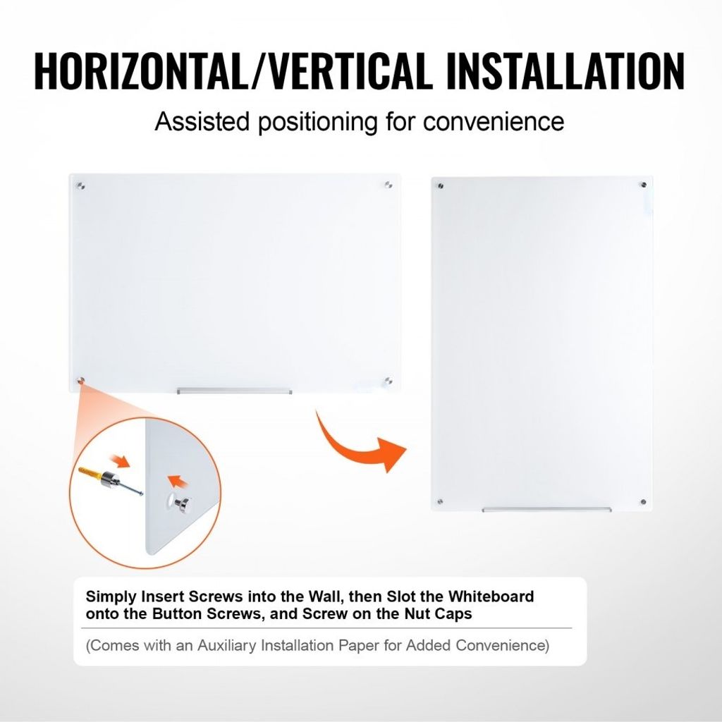Gooderboard Magnetisches Whiteboard Aus Glas – 121,9x91,4 Cm, Trocken Abwischbar, Mit Ablage