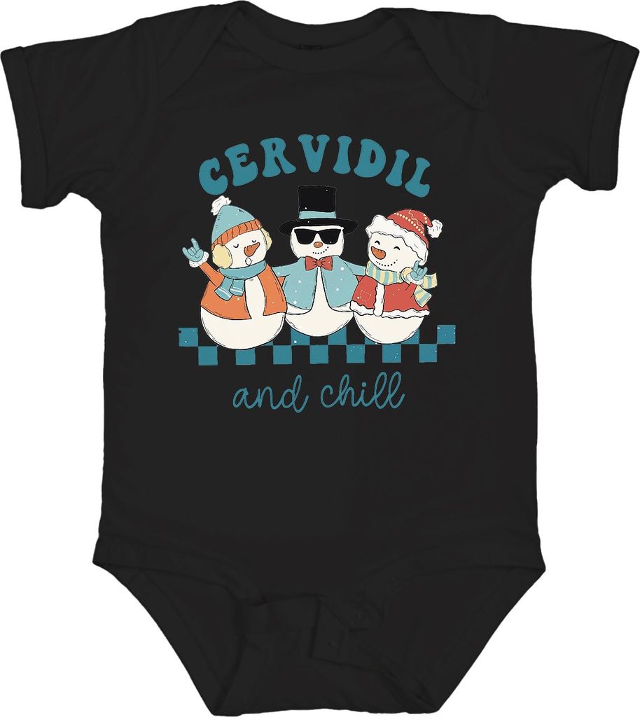 Cervidil and chill Weihnachten Schneemänner lustig Retro Unisex Baby Body, Schwarz, 6/12