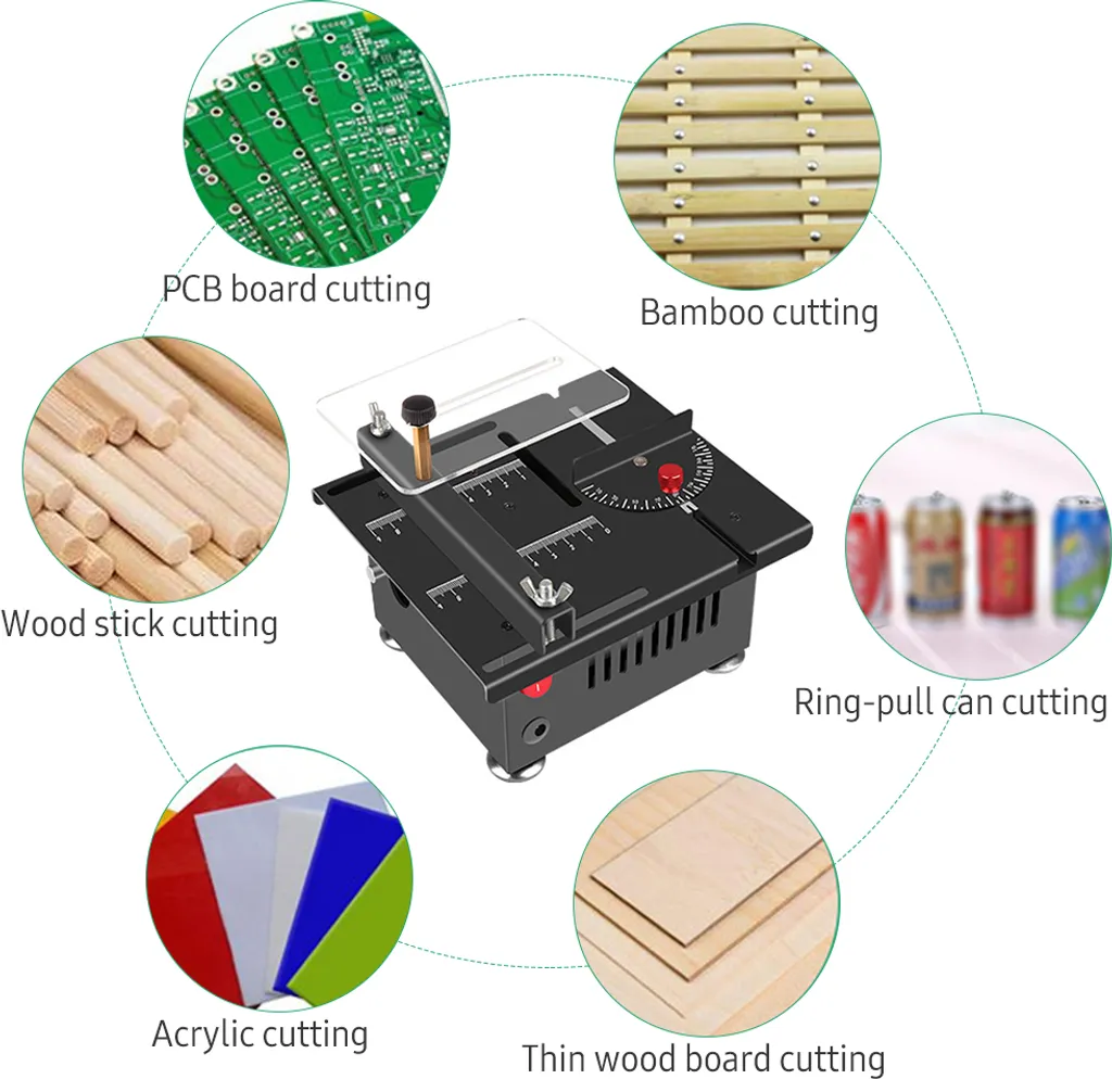 Mini-scie circulaire de table 100W avec accessoires pour modélisme DIY