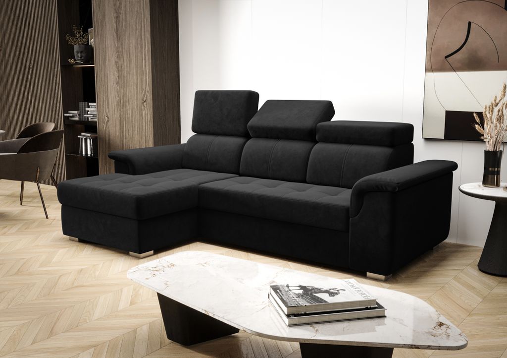 Ecksofa 247×165 cm Schwarz Links Kronos 7 Kongo RBN06