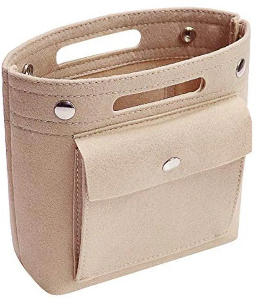 Fini le désordre : petite pochette beige avec compartiments et monnaie
