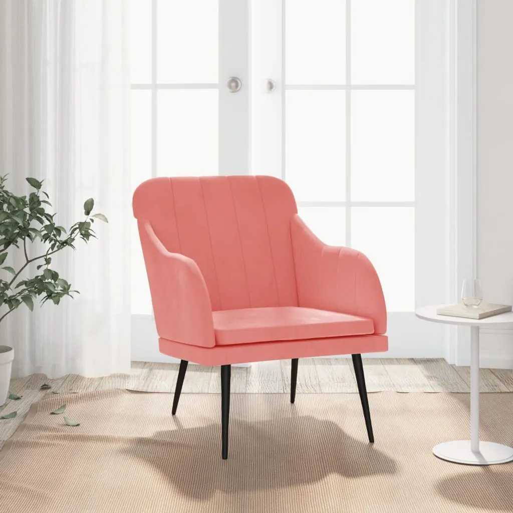 Poltrona in Velluto Rosa vidaXL 63x76x80 cm | Eleganza Minimalista - 8