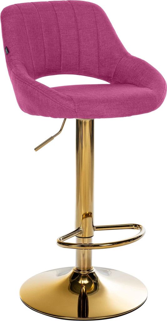 CLP Barhocker Milet Stoffbezug höhenverstellbar drehbar mit Rückenlehne Farbe:lila;Gestell Farbe:gold