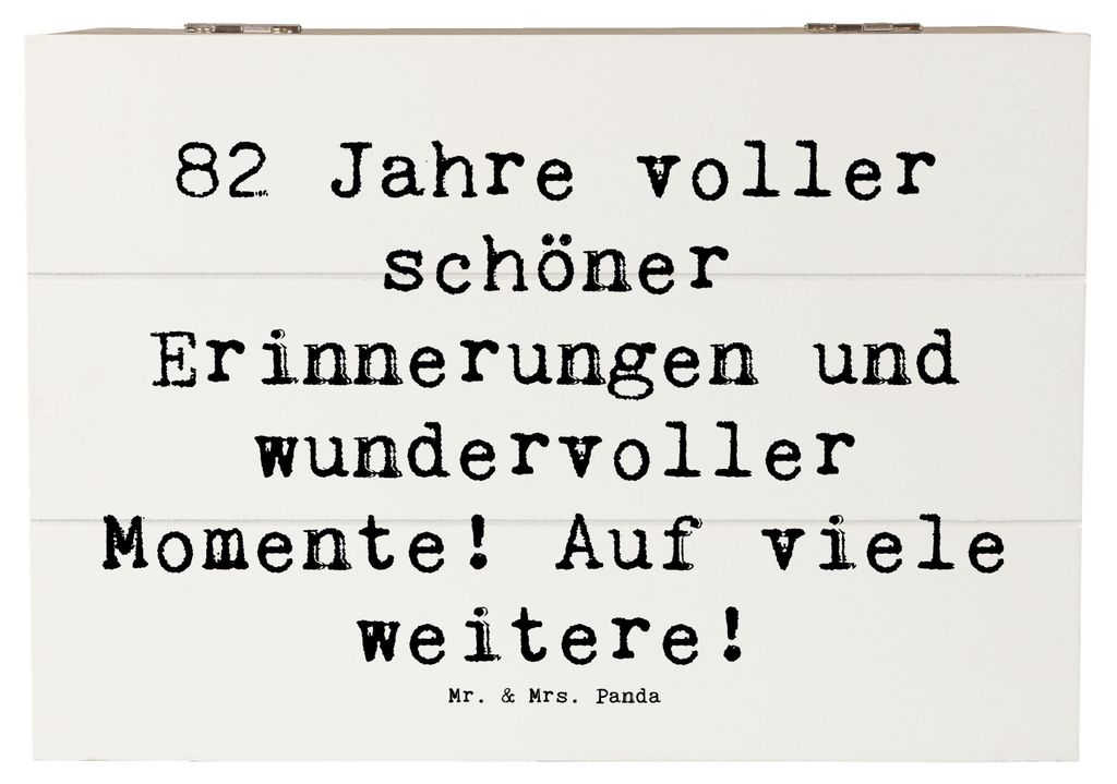 Mr. & Mrs. Panda Geschenkbox Spruch 82. Geburtstag 22 x 15 cm - Weiß - Geschenk, handgefertigt, schöne Erinnerungen, holzschatulle, Feier, Alter,...