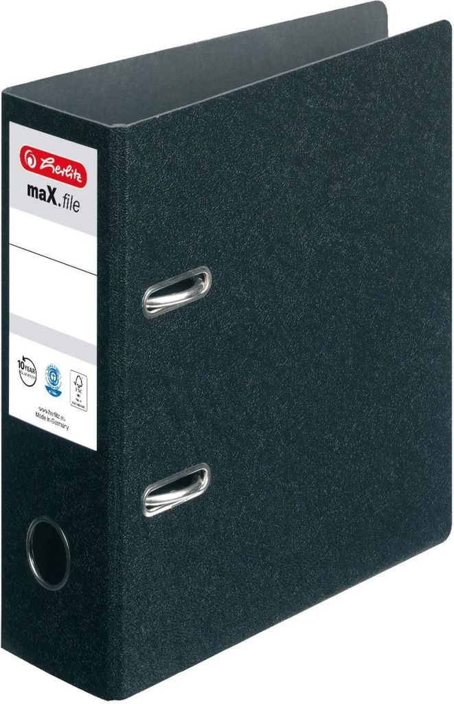 Ordner Hartpappe A5 hoch 7,5cm maX.file schwarz Packung mit 20 Stück