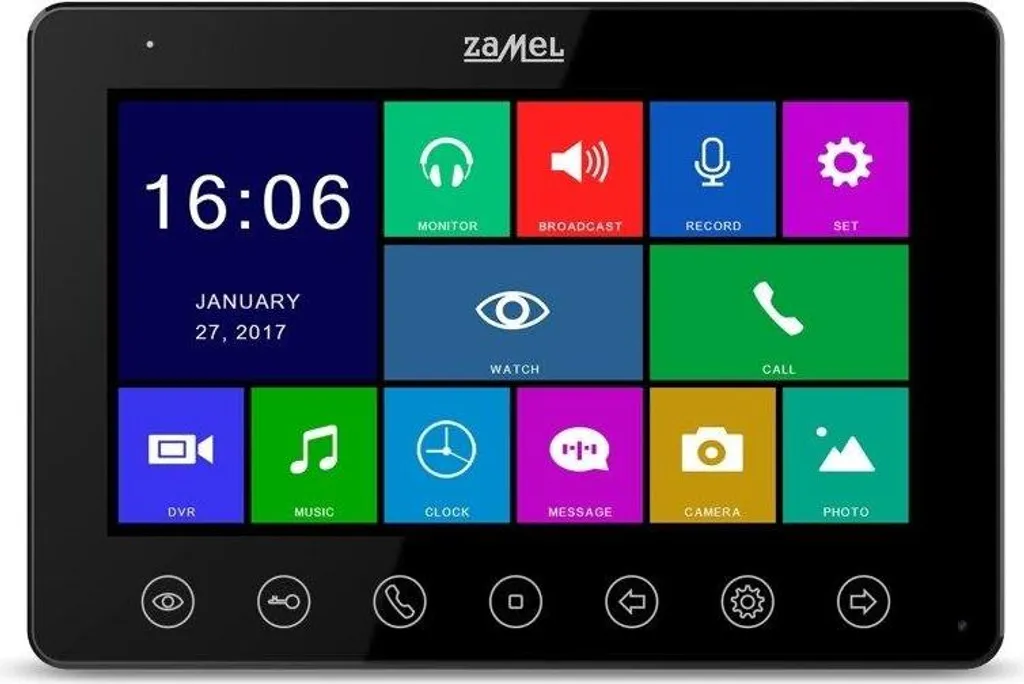 Écran visiophone tactile 7'' noir Zamel VP-808B pour portier vidéo résident