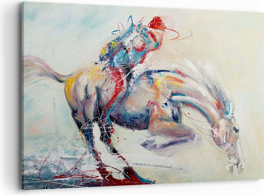 Bild auf Leinwand - Leinwandbild - Pferd Abstraktion - 100x70cm - Wand Bild - Wanddeko - Wandbilder - Leinwanddruck - Bilder - Kunstdruck - Wanddek...