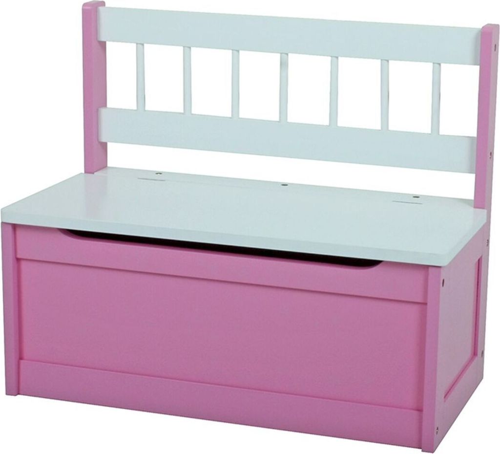 2er Set Kinder Sitzbank Truhenbank Holzbank Bank Truhe Stauraum pink