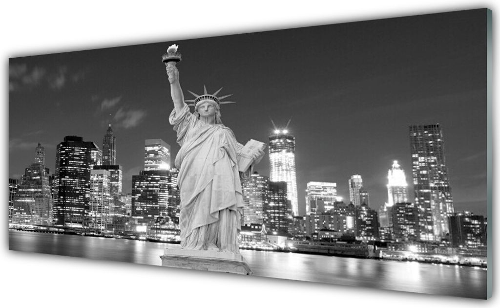 Glasbilder 125x50 Wandbild Druck auf Glas Freiheitsstatue New York Gebäude