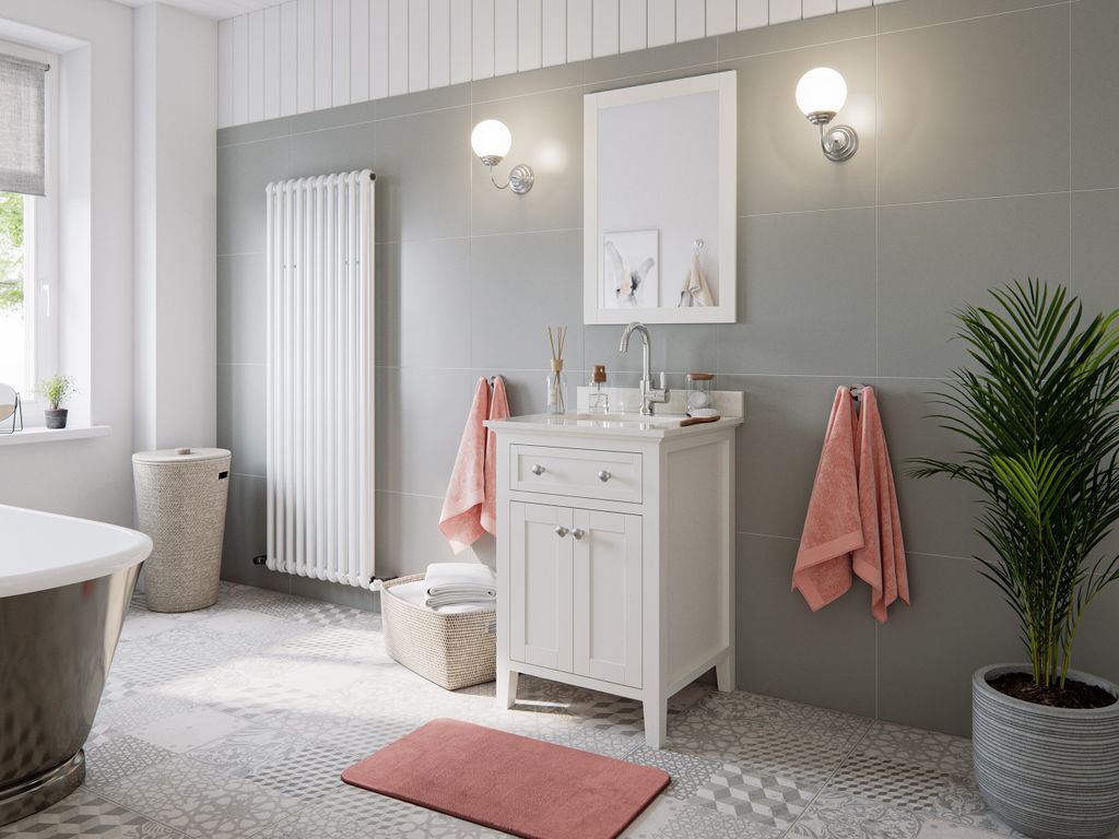 Landhaus Badmöbel-Set 2tlg Postigo 60 Quarz Carrara montiert weiss lackiert : Weiss lackiert / Carrara Varianten: Weiss lackiert / Carrara