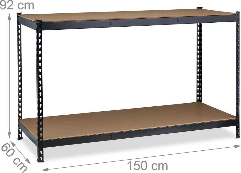 Établi noir industriel haute résistance 150cm avec structure renforcée