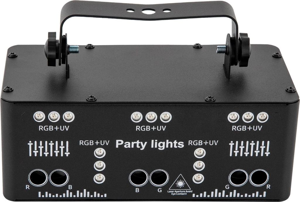 LED Discolicht - Bühnen Projektor - 21-Loch RGB+UV Laser - 10 W - Fernbedienung - Sound/AUTO/DMX Modus - 110–240 V - Schwarz