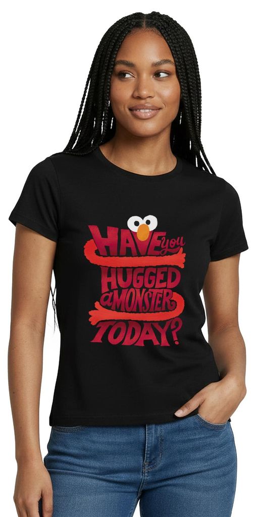 Spreadshirt Sesamstraße Design Have You Hugged A Monster Today Frauen T-Shirt, S, Schwarz