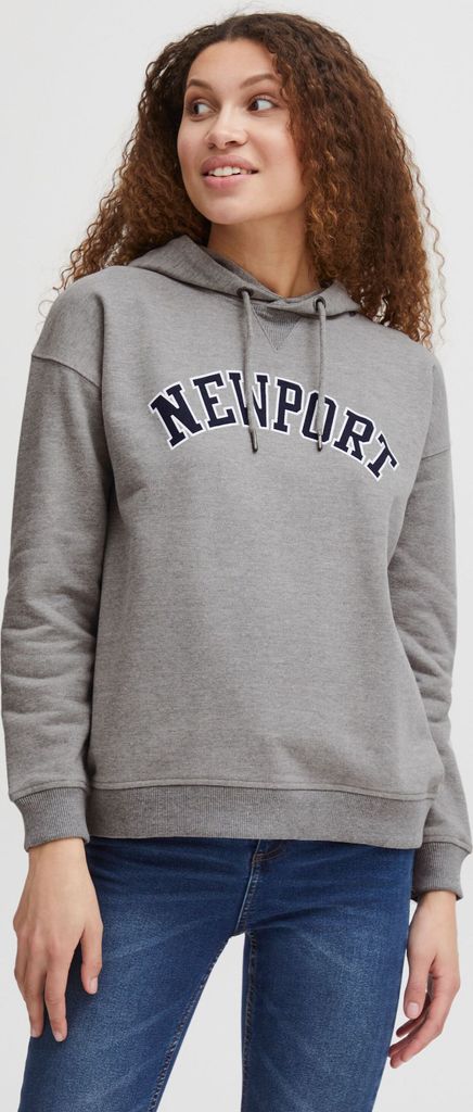 OXMO OXCOLISA Damen Kapuzenpullover Hoodie Pullover mit Kapuze 100% Baumwolle College-Look Frontprint überschnittene Ärmel