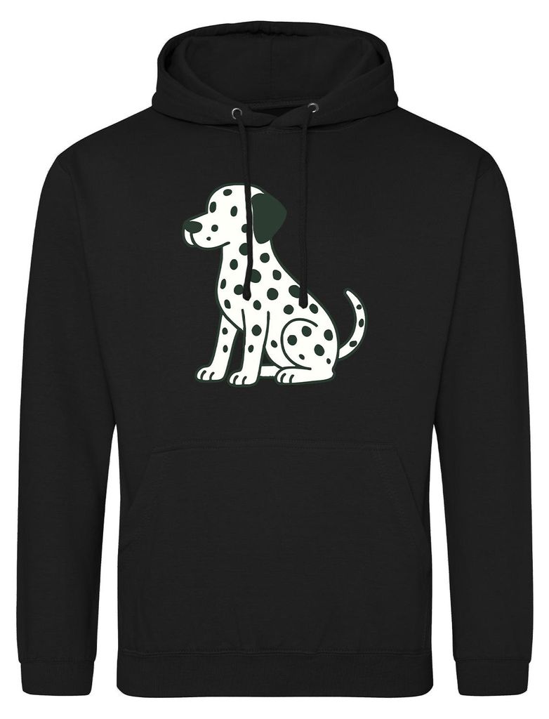 Huuraa Uni Hoodie Dalmatiner Comic Dotti XXL Deep Black Vegan Sweatshirt Geschenkidee