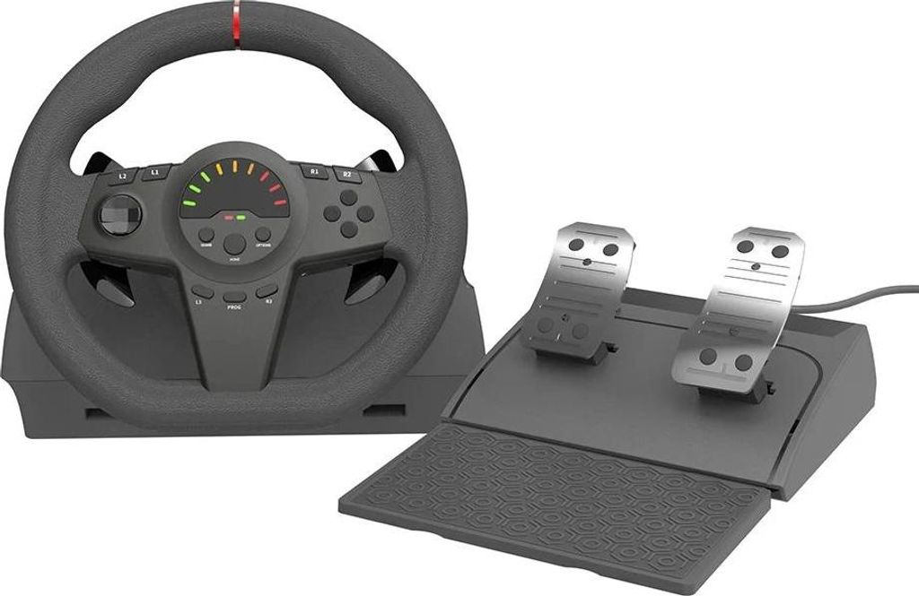 HS-GT001 - Gaming-Rennlenkrad mit Pedalen - 180° Lenkwinkel - Force Feedback - Schalthebel - Bluetooth - Für Xbox & Windows 11 PC - Schwarz