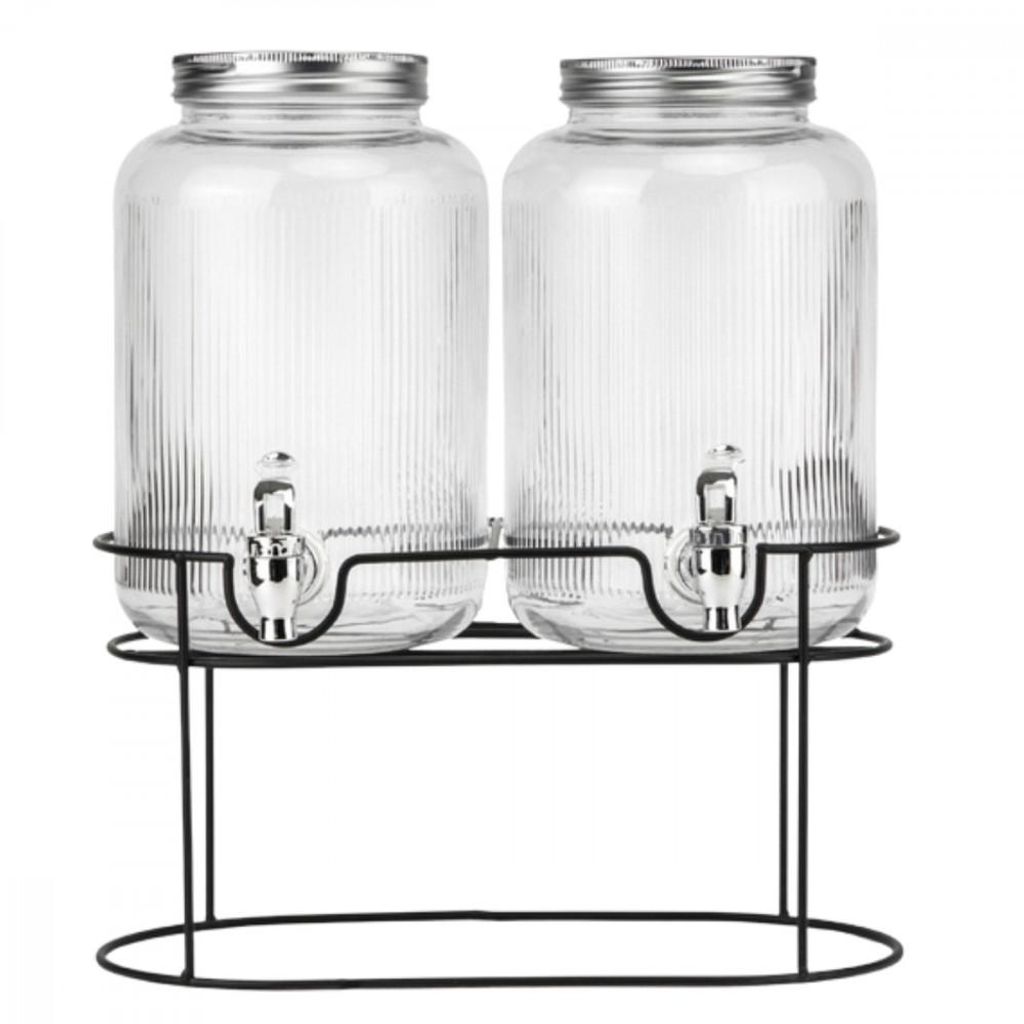 2x3,8L Getränkespender mit Hahn und Halter Saftspender Produktbild 