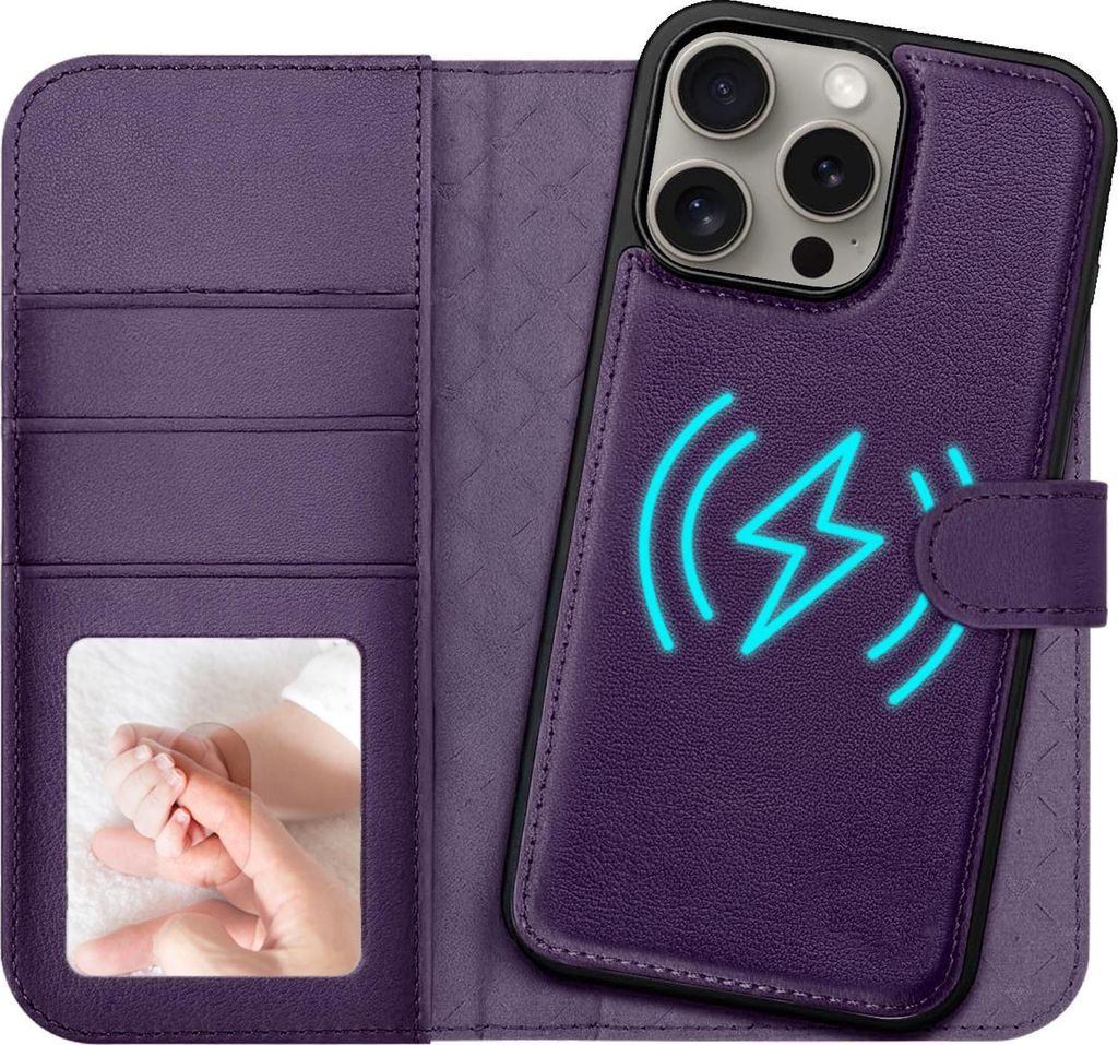 2in1 Magnet Wallet Handyhülle für iPhone 15 Pro Max Hülle RFID Schutz, abnehmbare Magnet Hülle, MagSafe kompatibel, stoßfestes Case mit Fotofe...