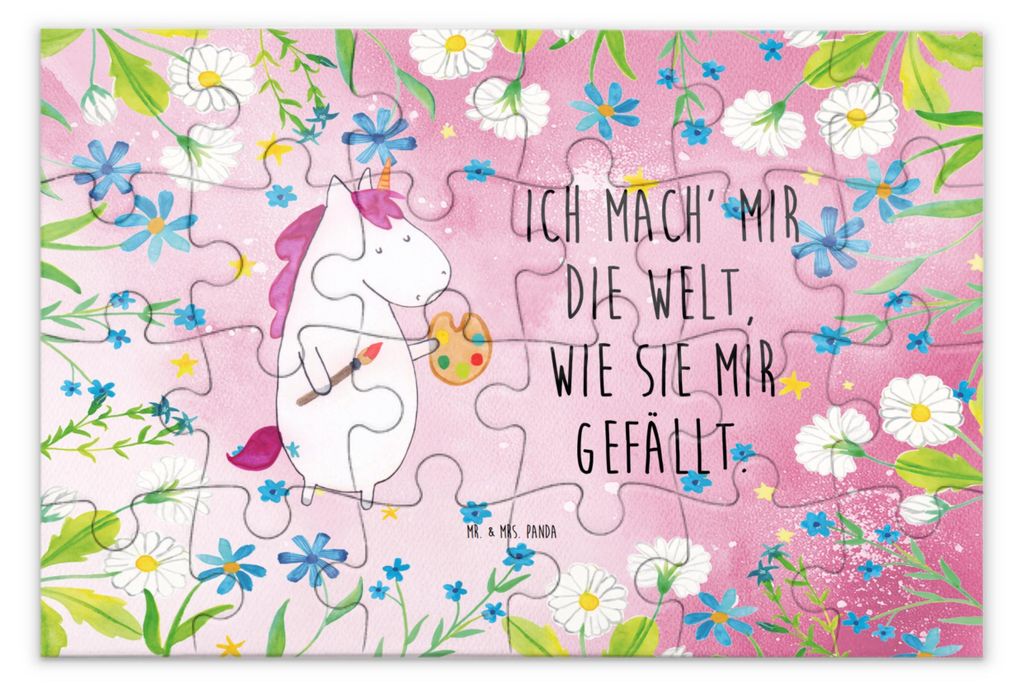 Mr. & Mrs. Panda Puzzle Einhorn Künstler 24 Teile - Rot Pastell - Geschenk, Puzzlespiel, 300, Unicorn, 1000, Welt, 1500, Malen, Farbe, 2000, Engli...